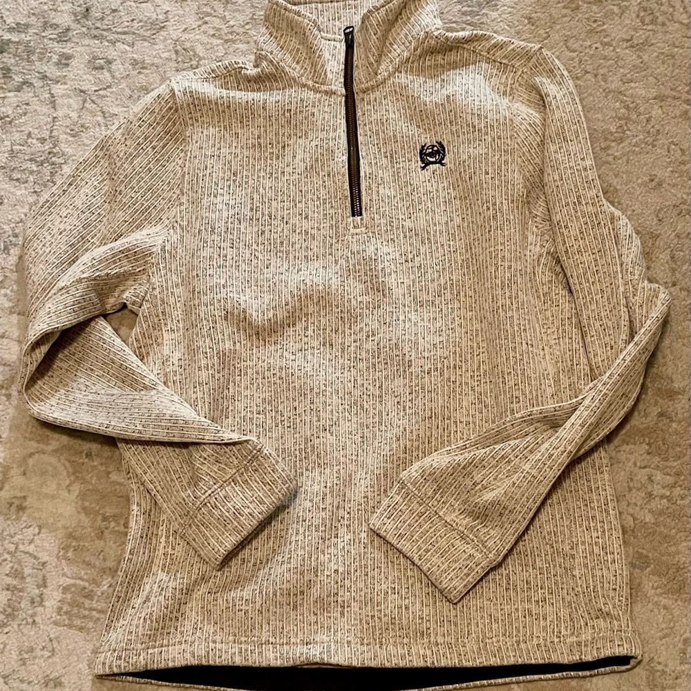 Cinch Men's Small Beige Quarter-Zip Sweater, NWOT